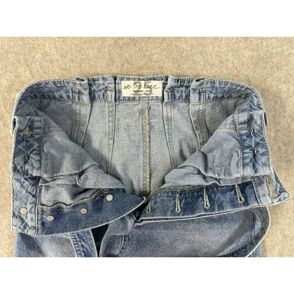 Free People We The Free Sz 25 East of Eden Belted Denim Frayed Mini Skirt - Picture 2 of 13